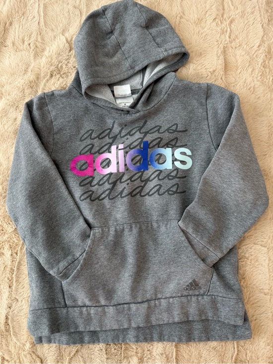 adidas Other - Adidas | Gray Hoodie with Multicolor Gradient Logo